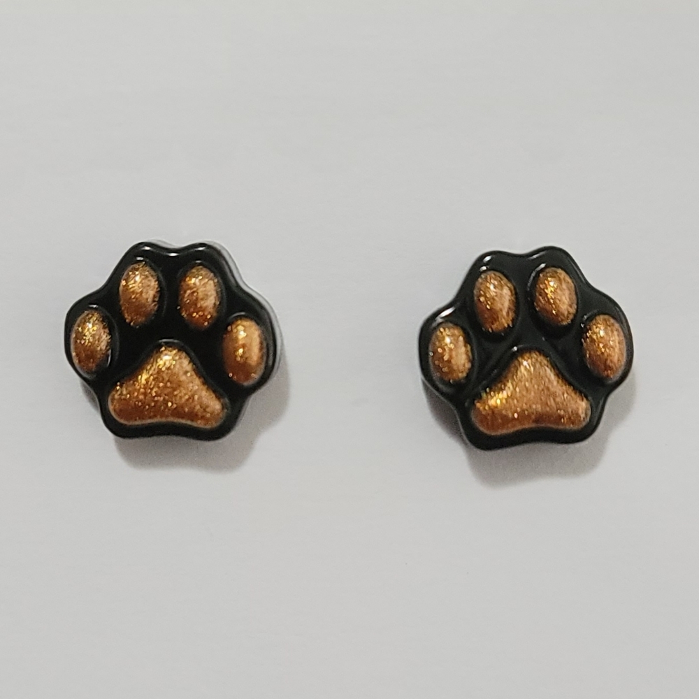 Resin Paw Print Stud Earrings